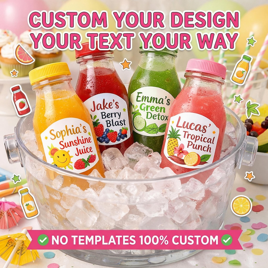 Custom Bottle Stickers, Waterproof Vinyl | Personalized Drink Labels