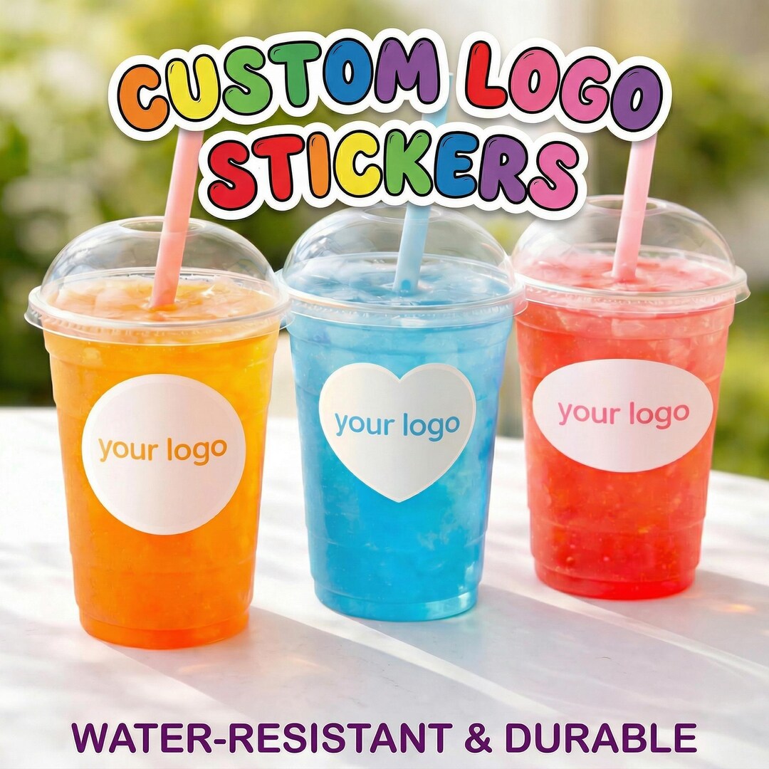 Custom Cup Stickers, Water Resistant Vinyl | Personalized Labels ...