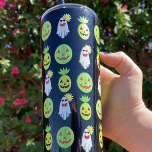 Summerween Watermelon Pineapple Vibe 20oz Tumbler Cup Spooky Summer Halloween Cup