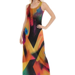 Rainbow Colored Long Vest Dress - Colorful and Stylish