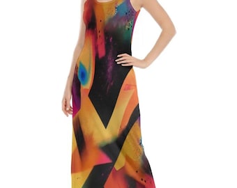 Rainbow Colored Long Vest Dress - Colorful and Stylish