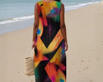 Sleeveless Rainbow Colors Light Breathable Maxi Dress