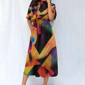 Lovely, Classy, Colorful Elastic Waist Dress