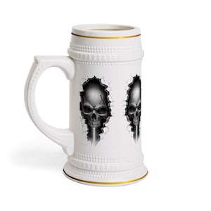 Gothic Skull Stein Mug: Ceramic Halloween Barware