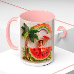 Whimsical Watermelon Coffee Mug-Fun Beach Vibe Mug-Perfect Summer Gift for Friends-Custom Mom Gift-Personalized Coffee Mug-Unique Dad TeaCup