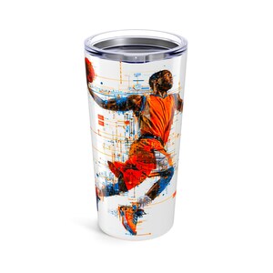 Artistic Basketball Tumbler: Custom 20oz Sports Drinkware