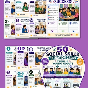50 kaarten met sociale vaardigheden voor tieners en jongvolwassenen | Werkboek voor levensvaardigheden voor mensen met autisme, ADHD en speciaal onderwijs (pdf)