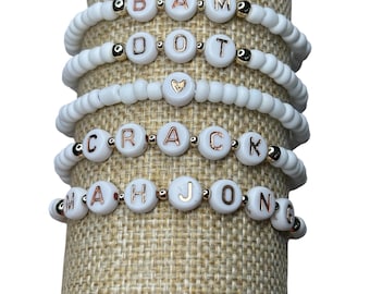 Mahjong Tile Bracelet: Glass Bead & 14K Gold Filled Accent