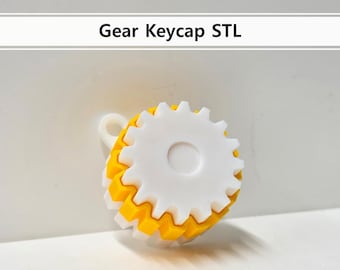 Nakładka na klawisz Gear Keycap STL | Nakładka na klawisz Clicker Keycap z brelokiem | Zabawka antystresowa | Plik do druku 3D
