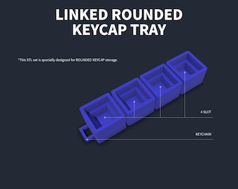 Zestaw 4-Linked Rounded Keycap Tray STL | Klikacz Smooth Grip | Kompatybilny z MX brelok na biurko i klucze Fidget