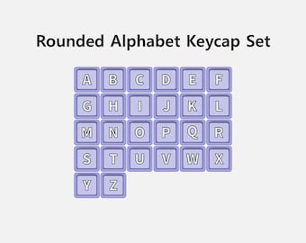 Zestaw zaokrąglonych nakładek na klawisze z alfabetem (A–Z) | STL | 4 pliki | Podwójne + grawerowane | W zestawie tacka na 1 gniazdo