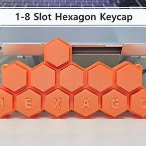 1～8スロット六角形キーキャップフィジェットトレイ | STLセット（35ファイル） | クリッカー＆ストレス解消玩具