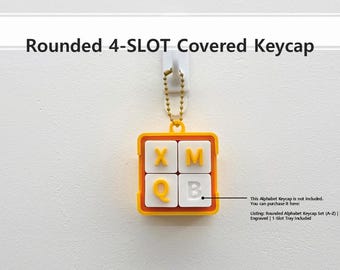 Zaokrąglone, 4-gniazdowe, zakryte nakładki na klawisze | Modułowa tacka na klawisze | Pliki STL | Personalizowane mechaniczne nakładki na klawisze