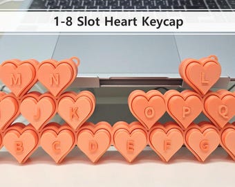 Tacka na klawisze w kształcie serca na 1–8 gniazd STL | Klikacz i gadżet biurkowy zgodny z MX | Wersja z brelokiem w zestawie