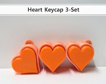 Zestaw nakładek na klawisze w kształcie serca – 3 pliki STL | Mechaniczne nakładki na klawisze zgodne z MX | Desk Fidget i niestandardowy dodatek do klawiatury
