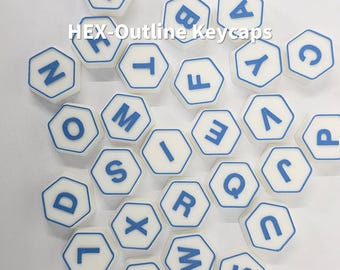 Zestaw nakładek klawiszy HEX-Outline STL | 2-częściowy projekt Artisan | Klikacz o płynnym chwycie | Kompatybilny z MX brelok na biurko i klucze