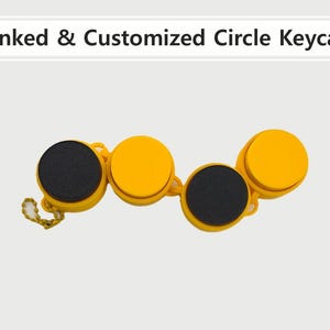 May include: A linked and customized circle keycap set. The keycaps are yellow with black circular inserts. The text "Linked & Customized Circle Keycap" is at the top of the image.