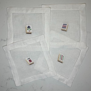 Mahjong Linen Cocktail Napkins (Set of Four)