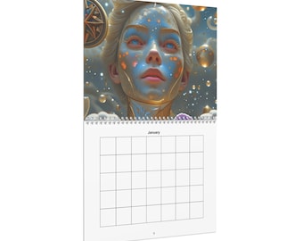 Maandkalender zonder datum: kosmische vrouwelijke planner voor gewoontetracking