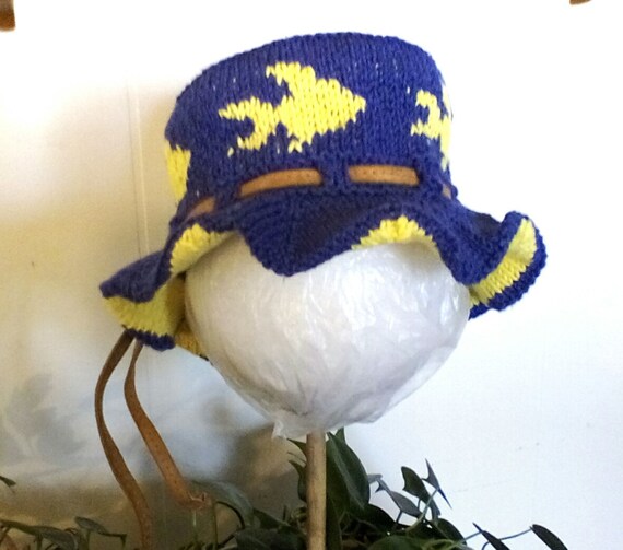 yellow and blue fish hat