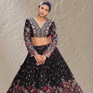 Indian Wedding Bridesmaids Chaniya Choli Beautiful Black Lehenga Choli For Women Bollywood Style Lahangas Receprtion,Sangeet Wear Ghagra
