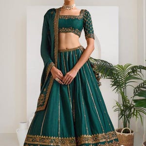 Beautiful teal green mehendi function lehanga choli,indian wedding lenegha choli,party wear ghaghra choli,briadmaids lahenga choli...