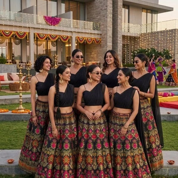 Black Banarasi Silk Lehenga Choli, Patola Print Ghaghra, Indian Wedding Guest dress