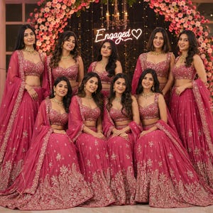 custom indian bridesmaid dresses Desi indian bridesmaids lehenga choli dupatta indian dress bridesmaids dress indian bridesmaids lehenga for women lehenga for bridesmaids