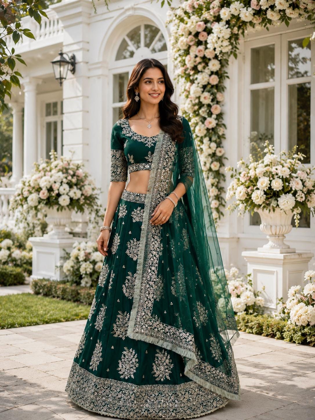 Pakistani Wedding Dress Dark Green