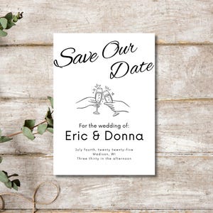 Save the Date Wedding Champagne Cheers