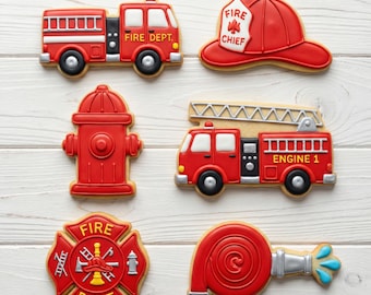 Firefighter Cookie Cutters | Fire Truck, Hydrant, Helmet Shapes (4 Inch) (Set or Individual)