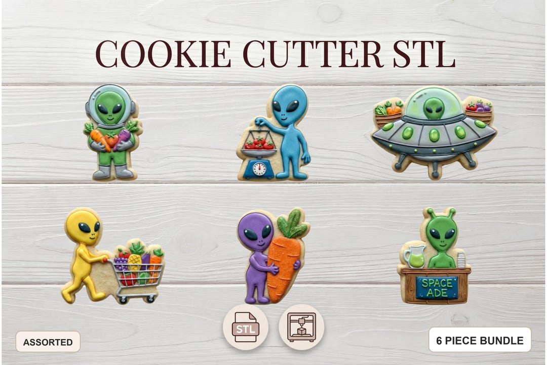Alien Cookie Cutters STL Bundle, Sci Fi Shapes, 3D Printed (digital ...