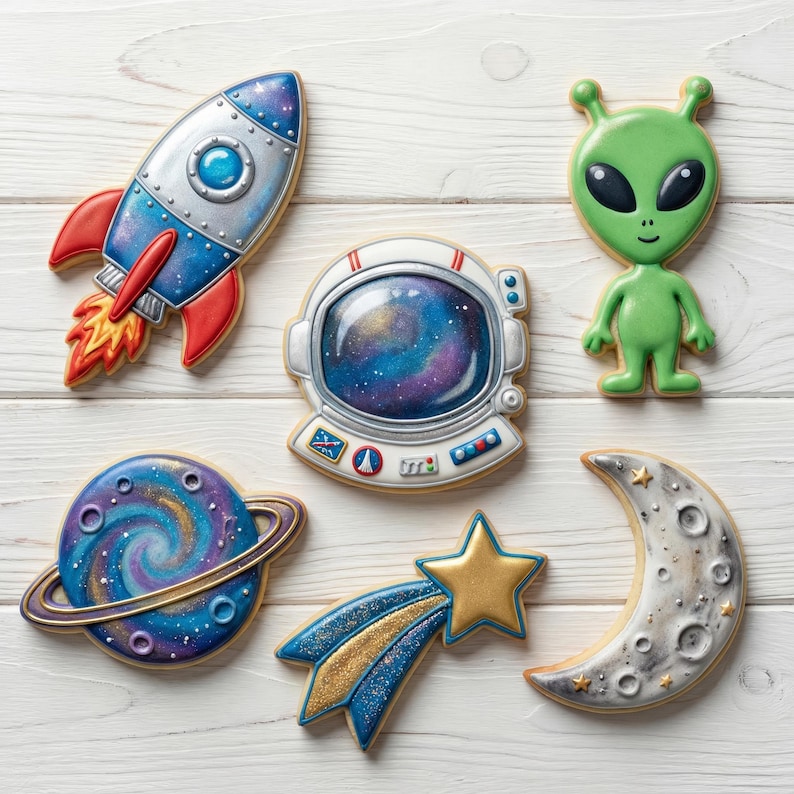 Alien Space Theme Cookie Cutters | Rocket, Astronaut, Planet Designs (4 ...