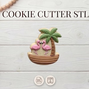 Flamingo Palm Tree Cookie Cutter STL | 3D Print Baking Design (Digital Download)
