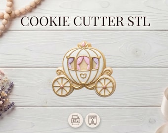 Cinderella Carriage Cookie Cutter STL File (4 Inch) | 3D Print Baking Design