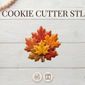 Kakutstickare med höstlöv (STL-fil) | Bakdesign med lönnblomma (digital nedladdning)