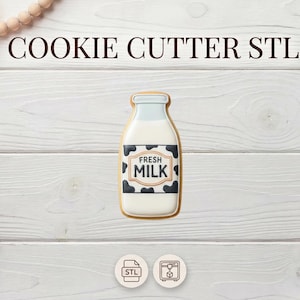 牛乳瓶型クッキーカッターのSTLファイル｜4インチのベーキングツール（デジタルダウンロード）