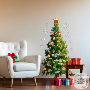 3D Christmas Tree Wall Decals: Holiday Home Decor (50x70cm / 19.6x27.6in)