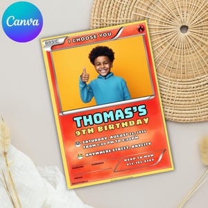Birthday invitation Game Card with photo instant download digital invite card themed invitation for birthday party
