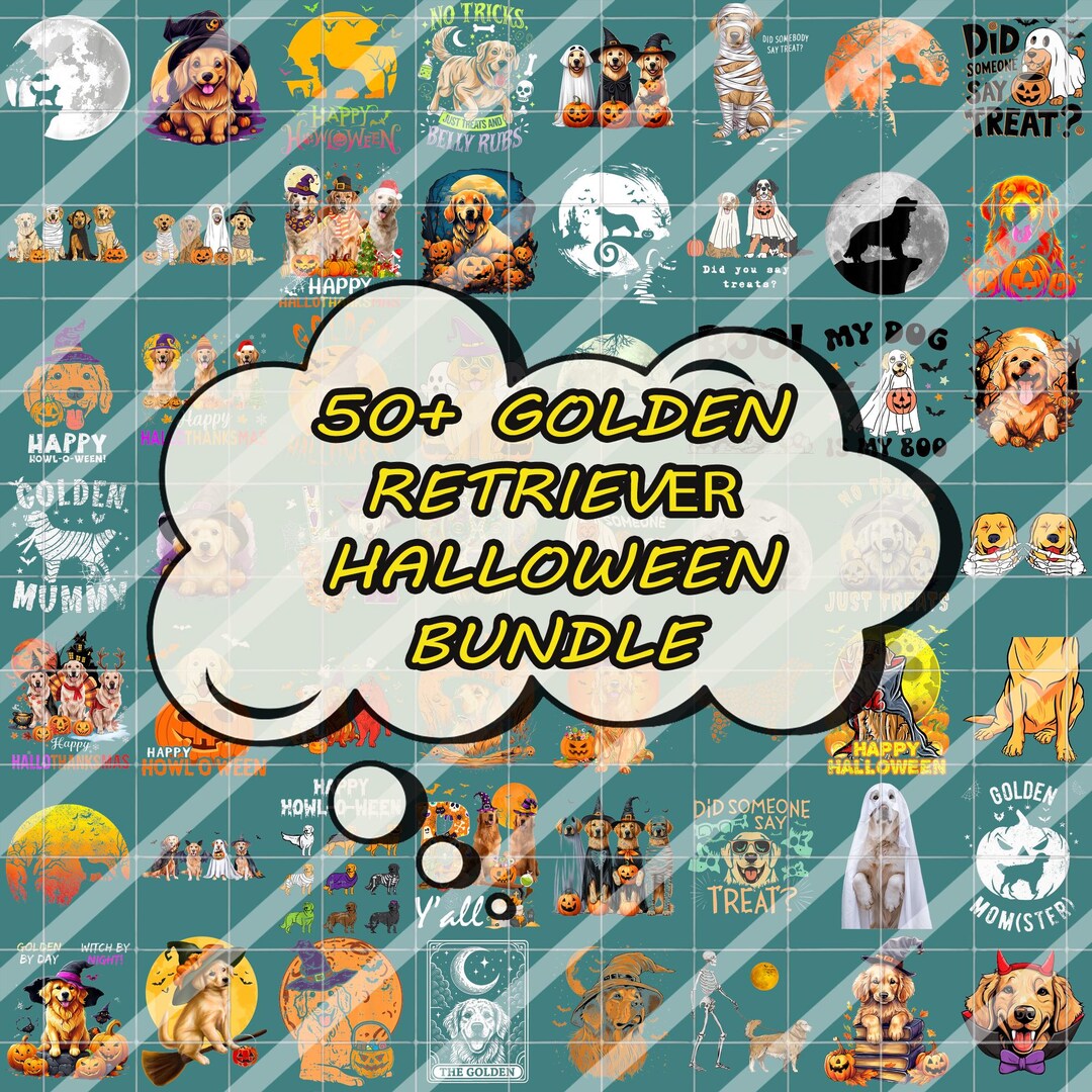 50+ File Halloween Golden Retriever PNG Bundle, Dog Halloween Png ...