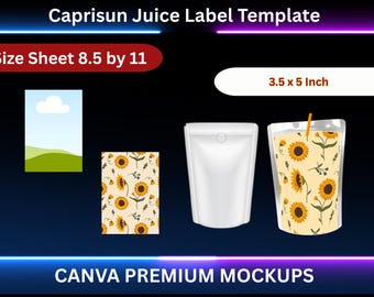 Caprisun Labels, Caprisun Juice Label Template, CapriSun Template, Blank Capri Sun Template, Capri Labels, Custom Capri Sun, Editable Canva