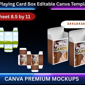Playing Card Box Editable Canva Template, Sublimation Blank Poker Card Box Template, Easy Drag and Drop, DIY Printable, Canva Frames Bundle