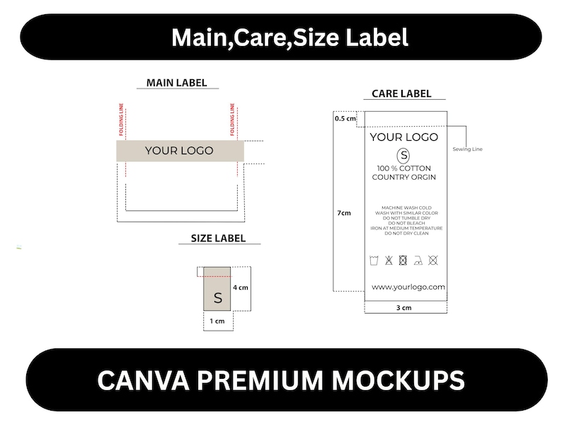 Care Label Template Main Label & Size Label Fashion Label Template
