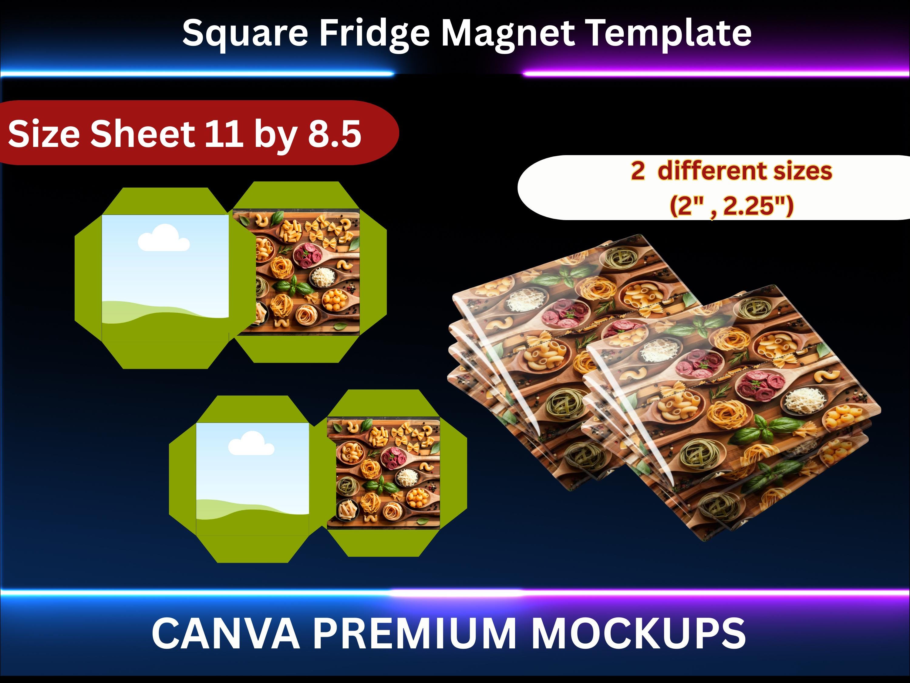 Square Fridge Magnet Template, 2x2 Magnet Template, 2.5x2.5 Magnet ...