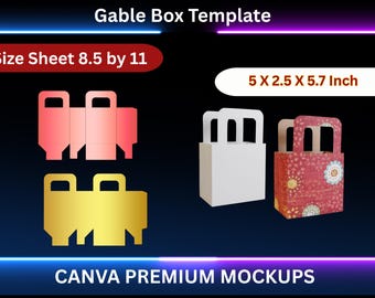 Leere Giebel Box Vorlage: Druckbare DIY Party Box (bearbeitbar in Canva)
