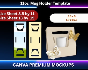 11oz Mug Holder Template, Mug Box Mold, Mug Holder Svg, Mug Box Svg, Mug Box Template, Mug Gift Box, Mug Packaging, Canva Editable