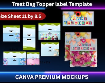 Plantillas editables para decorar bolsas de dulces: Canva, SVG, PDF (descarga digital)
