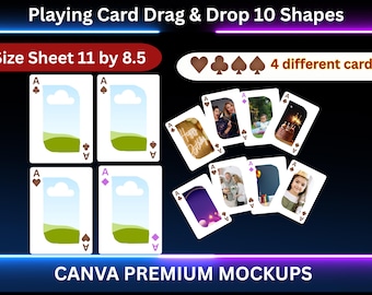 Plantilla de Canva para naipes, marcos editables de Canva para cartas de póker imprimibles, cartas en blanco para juegos de fiesta personalizados, plantilla de arrastrar y soltar