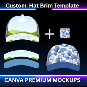 Trucker & Baseball Hat Brim Template Bundle: SVG, Canva, PDF (Digital Download)