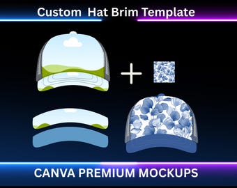 Trucker & Baseball Hat Brim Template Bundle: SVG, Canva, PDF (Digital Download)